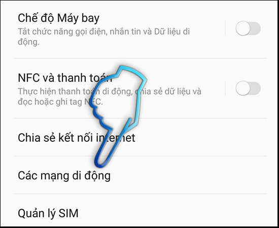 - Bước 3: Chọn c&aacute;c mạng di động.