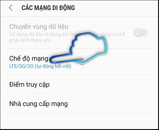 - Bước 4: Chọn ch&ecirc;́ đ&ocirc;̣ mạng.