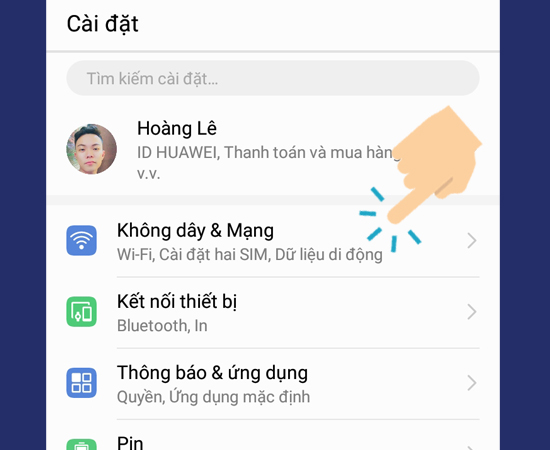 vào Không dây & Mạng
