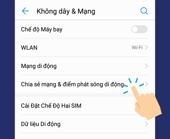 vào Chia sẻ mạng & điểm phát sóng di động 