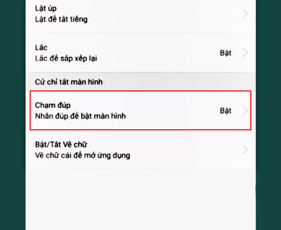 Bước 2: Chọn vào mục Chạm đúp.