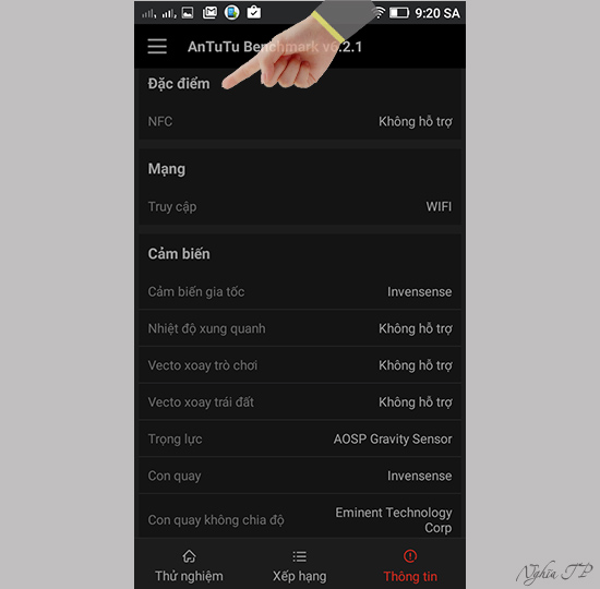 Th&ocirc;ng tin Đặc điểm v&agrave; Cảm biến 