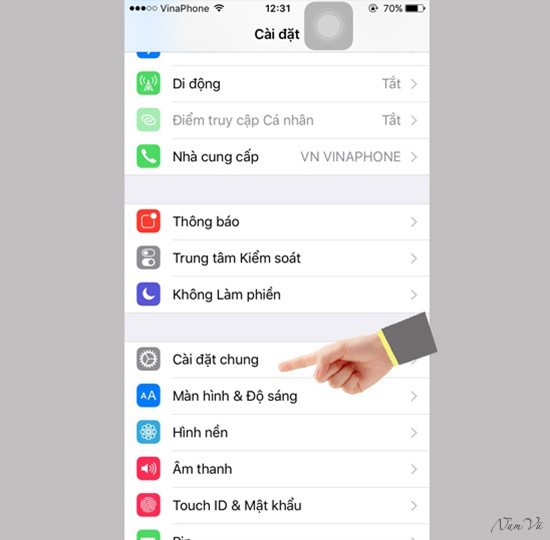 Cài đặt chung iphone