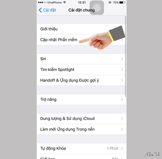 Cập nhật phần mềm ios 10 iphone