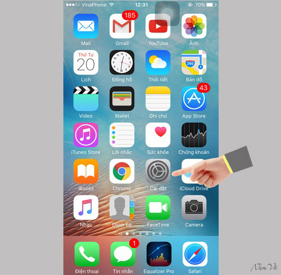 Vào cài đặt iphone