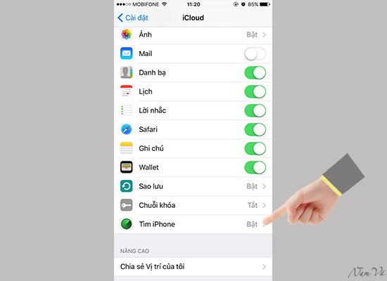 Tắt Tìm iPhone