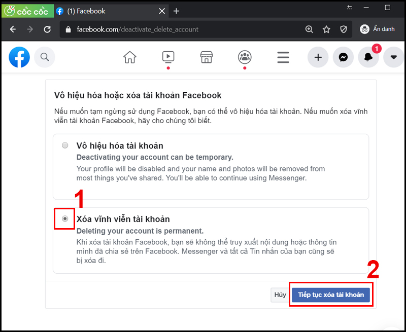 Cách xóa tài khoản Facebook vĩnh viễn 2023