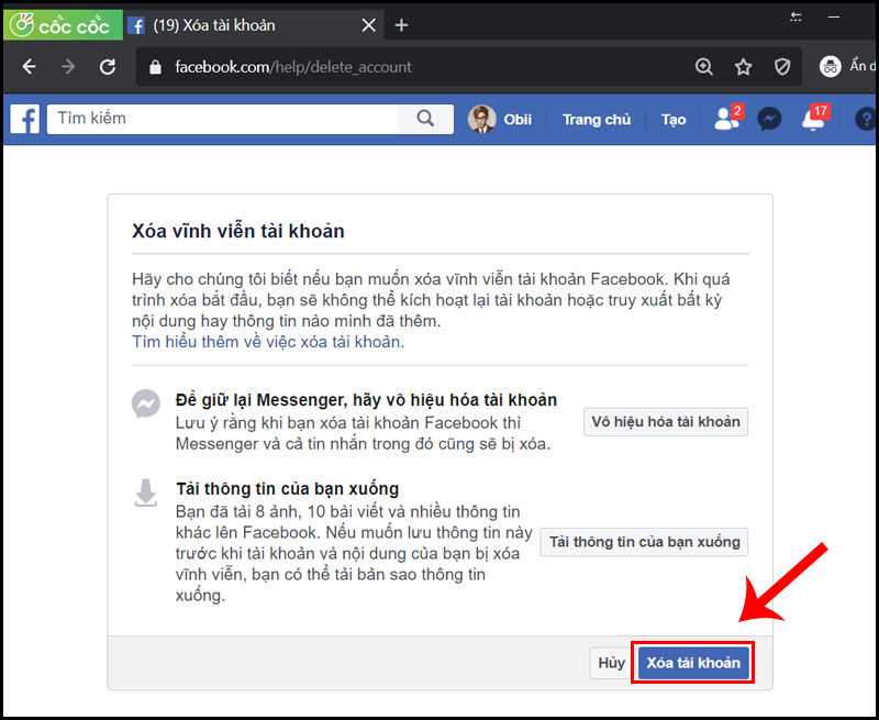 Cách xóa tài khoản Facebook vĩnh viễn trên máy tính đơn giản