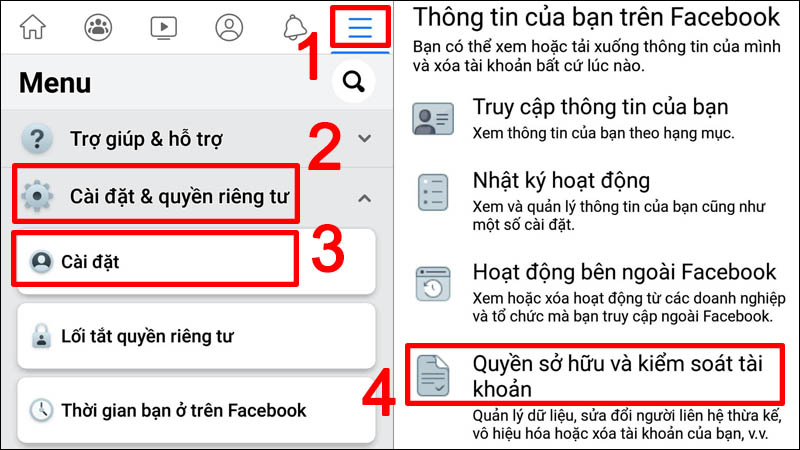 Chọn đến Quyền sở hữu và kiểm soát tài khoản trong Cài đặt