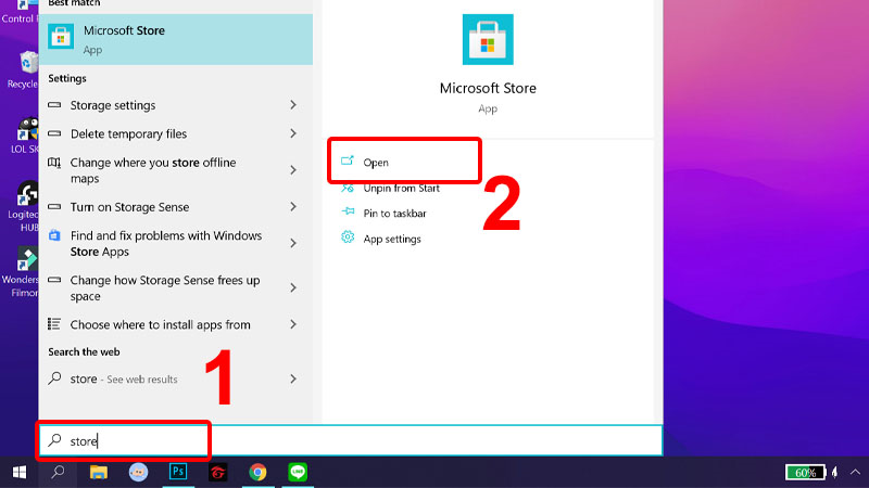 Mở Microsoft Store trên máy tính