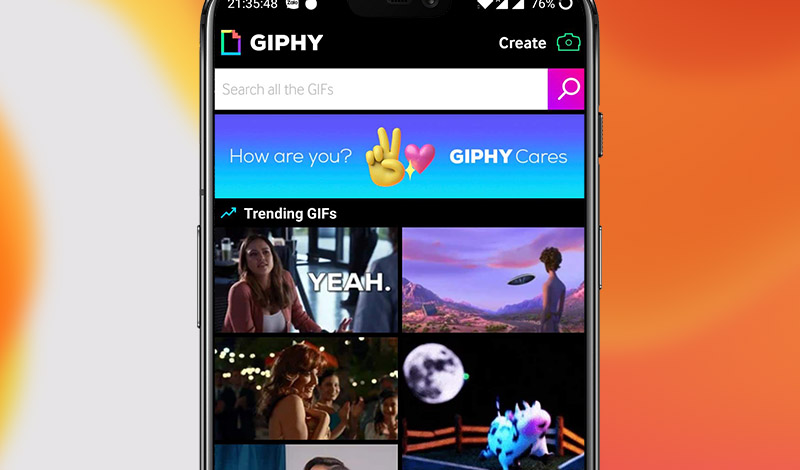 Giao diện chính của GIPHY