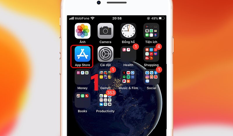 Vào ứng dụng App Store