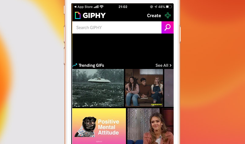 Giao diện chính của ứng dụng GIPHY