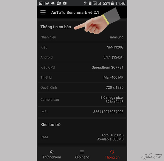 Th&ocirc;ng tin cấu h&igrave;nh cở bản của m&aacute;y