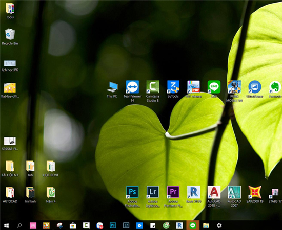 Màn hình desktop khi đã đổi theme
