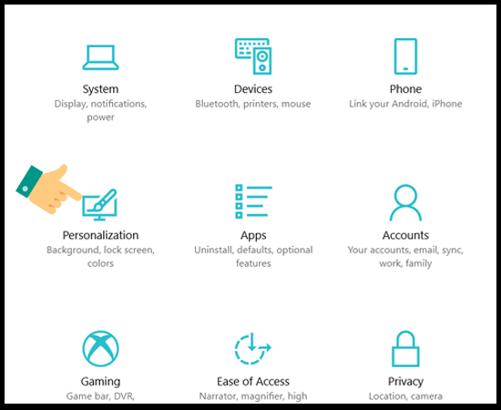 Bước 2: Chọn vào Personalization (Cá Nhân Hóa)