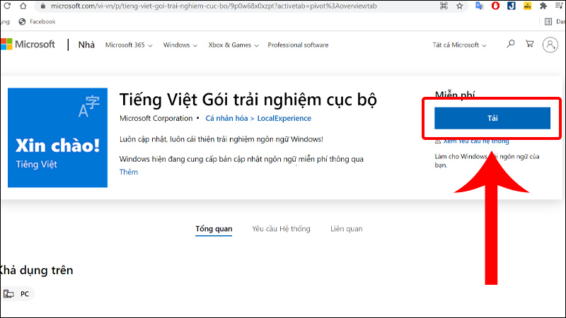 Tải ứng dụng Tiếng Việt Gói trải nghiệm cục bộ