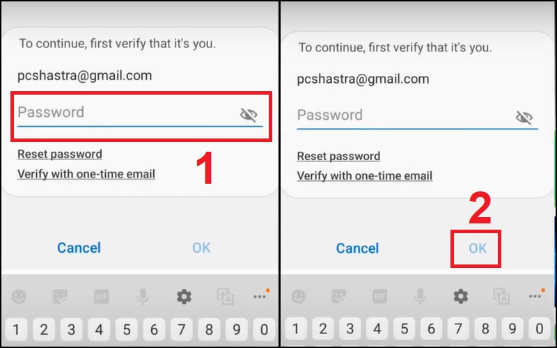 Nhập Password và nhấn OK 