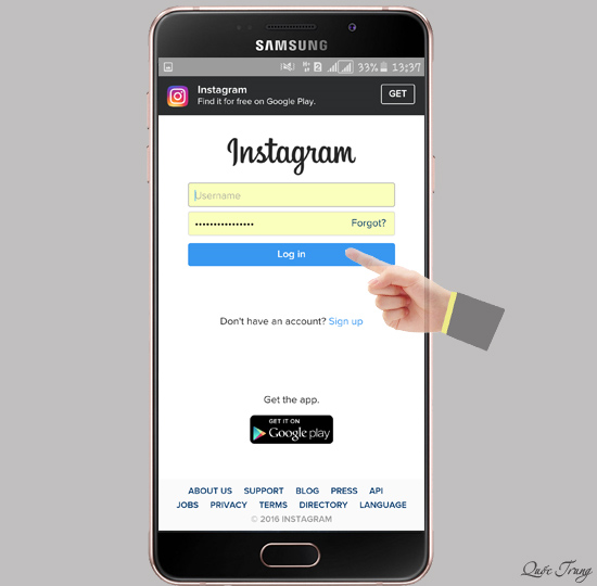 Nhập tên và mật khẩu của bạn > Log in.