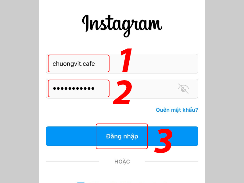 Giao diện đăng nhập Instagram