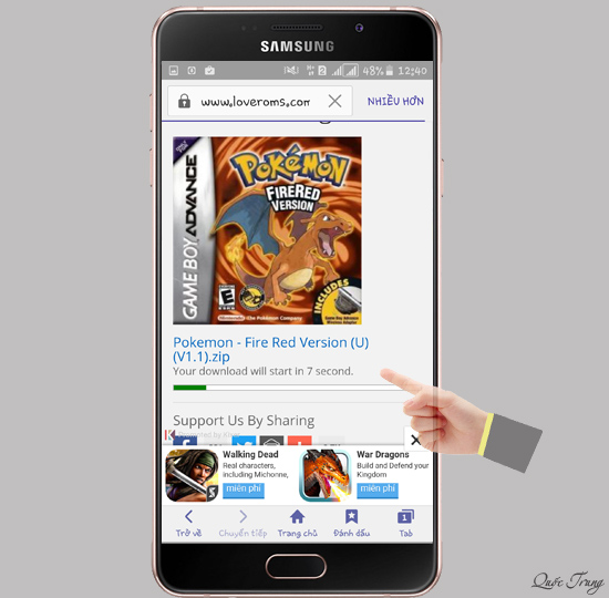 Trang web bắt đầu đếm ngược và file game sẽ được tải xuống máy.