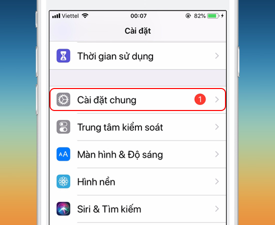 Bước 2: Tiếp theo đến phần Cài đặt chung.