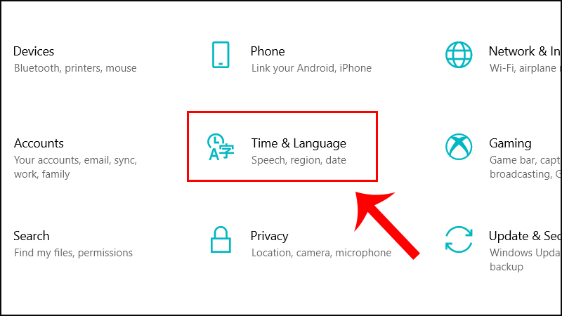 Bước 1: Mở Settings (cài đặt)  Chọn Time & language