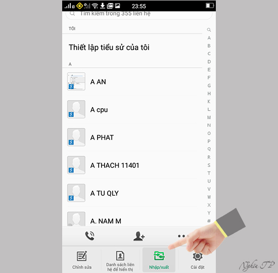 Chọn "Nhập/xuất"