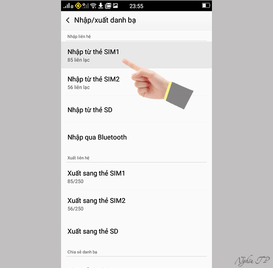 Chọn sim mà bạn muốn nhập