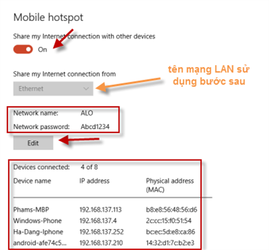 Phát Wifi trên Windows 10 (Version : 1607) mới nhất