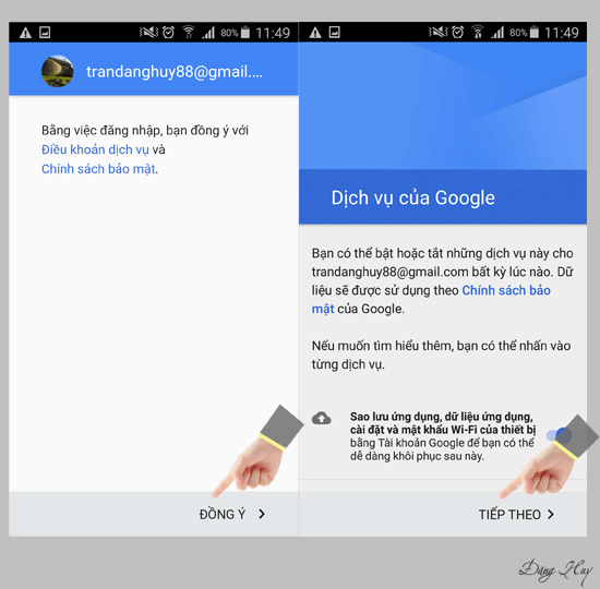 Bước 3: Chọn đồng ý và tiếp theo.