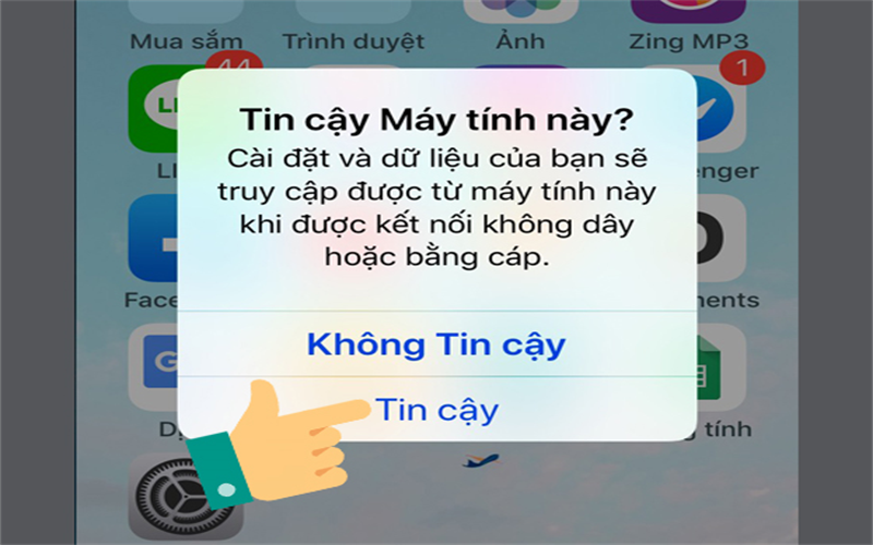Bước 3:Tiếp theo chọn Tin cậy để xác nhận tin cậy với máy tính.