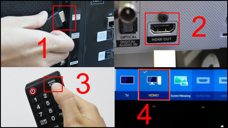 Kết nối Apple TV với tivi bằng sợi cáp HDMI. Trên tivi, chọn đầu vào dữ liệu cho tivi bằng cách nhấn nút SOURCE, nút INPUT hoặc nút bấm có biểu tượng dấu mũi tên, sau đó trên tivi chọn HDMI