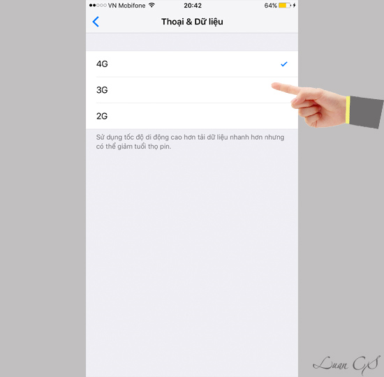 Tại đây bạn chỉ cần lựa chọn tốc độ mạng mà bạn muốn sử dụng.