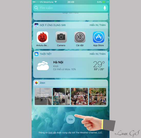 Chọn sửa để tiến hành thiết lập