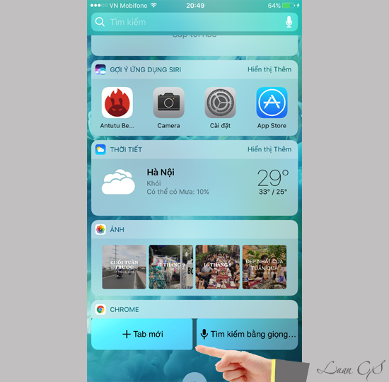 Tiện ích đã được thêm vào màn hình truy cập nhanh.