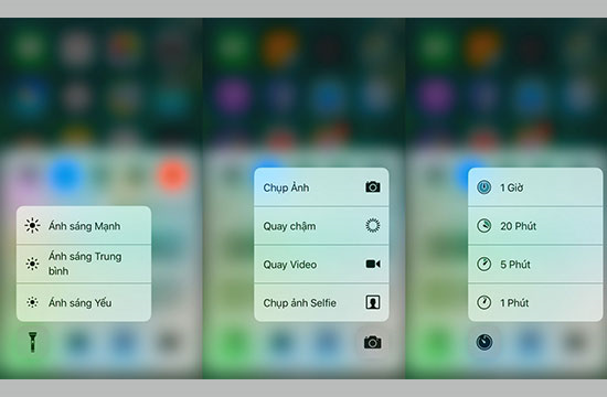 3D Touch được tích hợp vào trong Trung tâm kiểm soát
