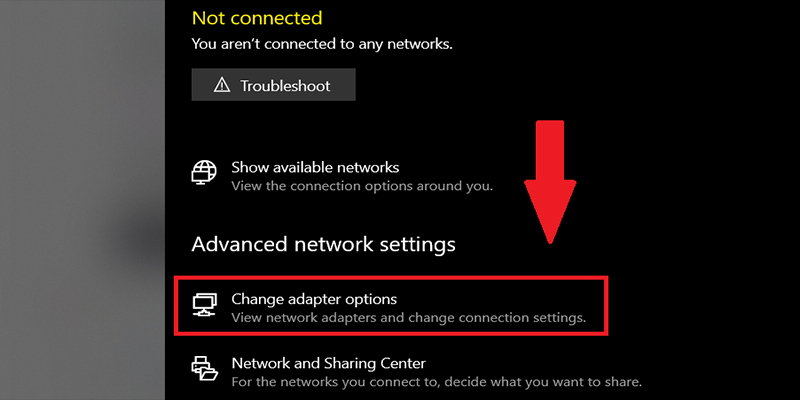 Click chọn Change adapter options