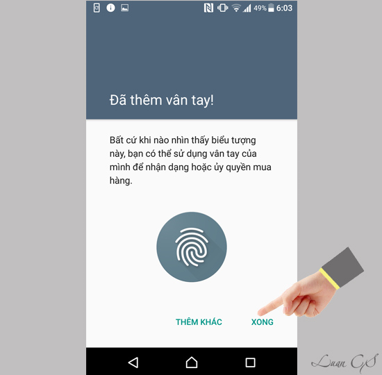 Chạm Xong để kết thúc