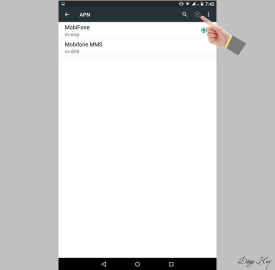 Bước 5: Chọn + để thêm APN mới.