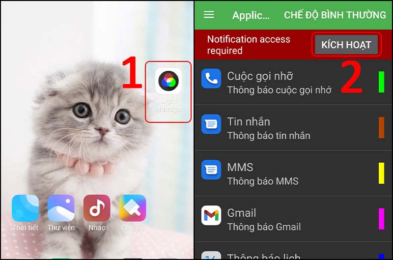 Mở ứng dụng Light Manager2 light LED