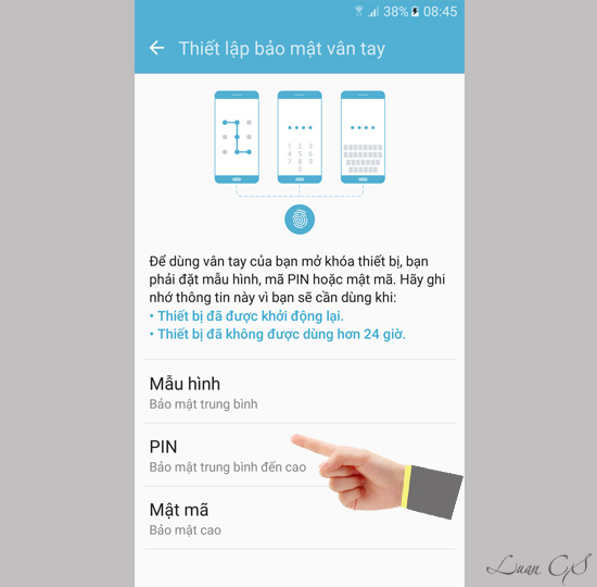Chọn mã khóa dự phòng