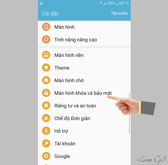 Vào cài đặt màn hình khóa và bảo mật