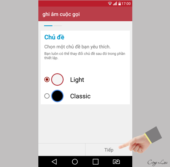 Chọn chủ đề ứng dụng rồi tiếp theo