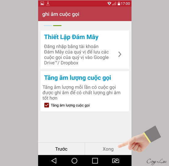 Chọn xong để hoàn tất