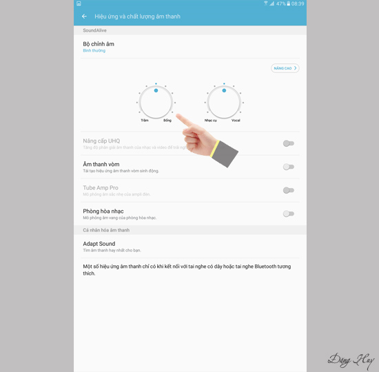 Bước 2: Tinh chỉnh âm thanh nút vặn.