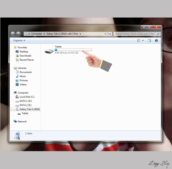 Bước 3: Chọn bộ nhớ thiết bị. Bạn có thể sao chép dữ liệu từ máy tính qua điện thoại như một chiếc USB.