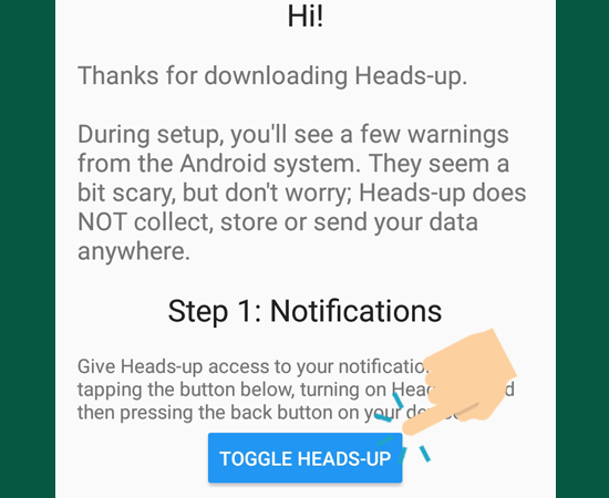 Chọn Toggle Heads-up