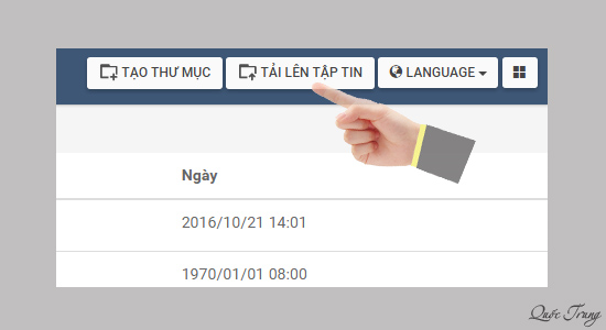 Sau khi truy cập thành công bạn sẽ thấy bên trái có các nút hỗ trợ việc trao đổi dữ liệu