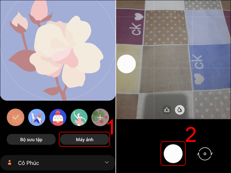 Chọn v&agrave;o M&aacute;y ảnh v&agrave; chụp ảnh ngay để ch&egrave;n h&igrave;nh v&agrave;o danh bạ